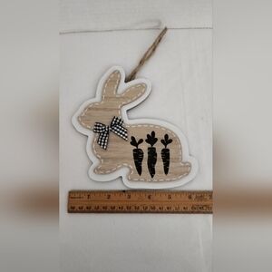 Wooden Bunny Wall Hanging with Carrot Design Chalk Couture